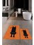 Dijital Baskılı Yıkanabilir Sevimli Kedi Ikili Banyo Halısı Paspas, Klozet-39-Turuncu, 4