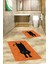 Dijital Baskılı Yıkanabilir Sevimli Kedi Ikili Banyo Halısı Paspas, Klozet-39-Turuncu, 5