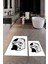 3d Dijital Baskılı Yıkanabilir Kedi Desenli Ikili Banyo Halısı Paspas, Klozet-43-Beyaz, 3