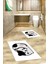 3d Dijital Baskılı Yıkanabilir Kedi Desenli Ikili Banyo Halısı Paspas, Klozet-43-Beyaz, 4
