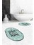 Dijital Baskılı Yıkanabilir Home Sweet Yazılı Ikili Oval Banyo Halısı Paspas, Klozet-14-Yeşil, 5