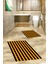 Dijital Baskılı Yıkanabilir Çizgili Modern Ikili Banyo Halısı Paspas, Klozet-50-Turuncu, 4
