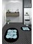 Dijital Baskılı Yıkanabilir Modern Ayak Izi Desenli Ikili Oval Banyo Halısı, Klozet-20-Mavi, 5