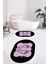 Dijital Baskılı Yıkanabilir Modern Ayak Izi Desenli Ikili Oval Banyo Halısı, Klozet-20-Pembe, 2