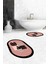 Dijital Baskılı Yıkanabilir Kaktüs Çiçek Desenli Ikili Oval Banyo Halısı, Klozet-22-Pembe, 3