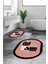 Dijital Baskılı Yıkanabilir Kaktüs Çiçek Desenli Ikili Oval Banyo Halısı, Klozet-22-Pembe, 5
