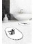Dijital Baskılı Yıkanabilir Fil Desenli Ikili Banyo Halısı Paspas Oval, Klozet-32-Beyaz, 2