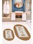 Dijital Baskılı Mozaik Desenli Bath Yazılı Ikili Oval Banyo Paspası, Klozet-07-Kahve, 1
