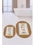 Dijital Baskılı Mozaik Desenli Bath Yazılı Ikili Oval Banyo Paspası, Klozet-07-Kahve, 2