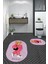 Dijital Baskılı Yıkanabilir Ayıcık Desenli Ikili Banyo Halısı Paspas Oval, Klozet-34-Pembe, 2