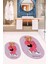 Dijital Baskılı Yıkanabilir Ayıcık Desenli Ikili Banyo Halısı Paspas Oval, Klozet-34-Pembe, 4