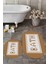 Dijital Baskılı Mozaik Desenli Bath Yazılı Ikili Oval Banyo Paspası, Klozet-07-Kahve, 3