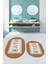 Dijital Baskılı Mozaik Desenli Bath Yazılı Ikili Oval Banyo Paspası, Klozet-07-Kahve, 5