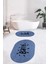 Dijital Baskılı Yıkanabilir Bath Yazılı Ikili Oval Banyo Halısı Paspas, Klozet-09-Mavi, 3