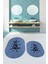 Dijital Baskılı Yıkanabilir Bath Yazılı Ikili Oval Banyo Halısı Paspas, Klozet-09-Mavi, 4