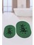 Dijital Baskılı Yıkanabilir Bath Yazılı Ikili Oval Banyo Halısı Paspas, Klozet-09-Yeşil, 1