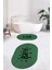 Dijital Baskılı Yıkanabilir Bath Yazılı Ikili Oval Banyo Halısı Paspas, Klozet-09-Yeşil, 3