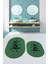 Dijital Baskılı Yıkanabilir Bath Yazılı Ikili Oval Banyo Halısı Paspas, Klozet-09-Yeşil, 4