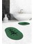 Dijital Baskılı Yıkanabilir Bath Yazılı Ikili Oval Banyo Halısı Paspas, Klozet-09-Yeşil, 5