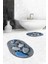 3d Dijital Baskılı Yıkanabilir Ayak Izi Desenli Ikili Oval Banyo Halısı Paspas, Klozet-15-Mavi, 4
