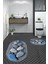 3d Dijital Baskılı Yıkanabilir Ayak Izi Desenli Ikili Oval Banyo Halısı Paspas, Klozet-15-Mavi, 5