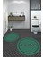 Dijital Baskılı Yıkanabilir Çerçeveli Bathroom Yazılı Yuvarlak Banyo Paspası, Klozet-06-Yeşil, 1