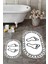 Dijital Baskılı Yıkanabilir Çerçeveli Ayak Izi Desenli Ikili Oval Banyo Halısı, Klozet-19-Beyaz, 1