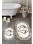 Dijital Baskılı Yıkanabilir Çerçeveli Ayak Izi Desenli Ikili Oval Banyo Halısı, Klozet-19-Kahve, 1