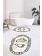 Dijital Baskılı Yıkanabilir Çerçeveli Ayak Izi Desenli Ikili Oval Banyo Halısı, Klozet-19-Kahve, 2
