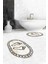 Dijital Baskılı Yıkanabilir Çerçeveli Ayak Izi Desenli Ikili Oval Banyo Halısı, Klozet-19-Kahve, 4