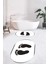 Dijital Baskılı Yıkanabilir Sade Ayak Izi Desenli Ikili Oval Banyo Halısı, Klozet-21-Beyaz, 1