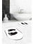 Dijital Baskılı Yıkanabilir Sade Ayak Izi Desenli Ikili Oval Banyo Halısı, Klozet-21-Beyaz, 3