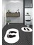 Dijital Baskılı Yıkanabilir Sade Ayak Izi Desenli Ikili Oval Banyo Halısı, Klozet-21-Beyaz, 4