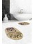 Dijital Baskılı Yıkanabilir Baykuş Desenli Ikili Banyo Halısı Paspas Oval, Klozet-35-Kahve, 1