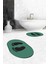 Dijital Baskılı Yıkanabilir Sade Ayak Izi Desenli Ikili Oval Banyo Halısı, Klozet-21-Yeşil, 3