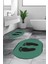 Dijital Baskılı Yıkanabilir Sade Ayak Izi Desenli Ikili Oval Banyo Halısı, Klozet-21-Yeşil, 5