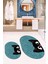 Dijital Baskılı Yıkanabilir Kedi Desenli Ikili Banyo Halısı Paspas Oval, Klozet-40-Mavi, 3