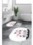 Dijital Baskılı Yıkanabilir Kalipli Kediler Desenli Ikili Banyo Halısı Oval, Klozet-42-Beyaz, 2