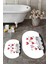 Dijital Baskılı Yıkanabilir Kalipli Kediler Desenli Ikili Banyo Halısı Oval, Klozet-42-Beyaz, 5