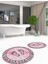 Dijital Baskılı Yıkanabilir Çerçeveli Ayak Izi Desenli Ikili Yuvarlak Banyo Halısı, Klozet-19-Pembe, 5