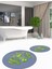 Dijital Baskılı Yıkanabilir Kaktüs Desenli Ikili Yuvarlak Banyo Halısı Paspas, Klozet-23-Mavi, 4
