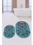 Dijital Baskılı Yıkanabilir Baykuş Desenli Ikili Banyo Halısı Paspas Oval, Klozet-35-Mavi, 5