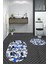 3d Dijital Baskılı Yıkanabilir Kelebek Desenli Ikili Banyo Halısı Paspas Oval, Klozet-44-Mavi, 1