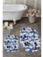 3d Dijital Baskılı Yıkanabilir Kelebek Desenli Ikili Banyo Halısı Paspas Oval, Klozet-44-Mavi, 5