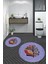 Dijital Baskılı Yıkanabilir Renkli Yaprak Desen Ikili Banyo Halısı Yuvarlak, Klozet-27-Mavi, 5