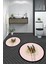 Dijital Baskılı Yıkanabilir Renkli Çiçekli Ikili Banyo Halısı Paspas Yuvarlak, Klozet-28-Pembe, 5