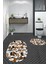 3d Dijital Baskılı Yıkanabilir Kelebek Desenli Ikili Banyo Halısı Paspas Oval, Klozet-44-Kahve, 1