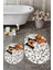 3d Kelebek Desenli Yıkanabilir Kolay Silinir Ikili Banyo Halısı Paspas Oval, Klozet-45-Kahve, 4