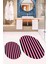 Dijital Baskılı Yıkanabilir Çizgili Modern Ikili Banyo Halısı Paspas Oval, Klozet-50-Pembe, 2