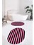 Dijital Baskılı Yıkanabilir Çizgili Modern Ikili Banyo Halısı Paspas Oval, Klozet-50-Pembe, 5